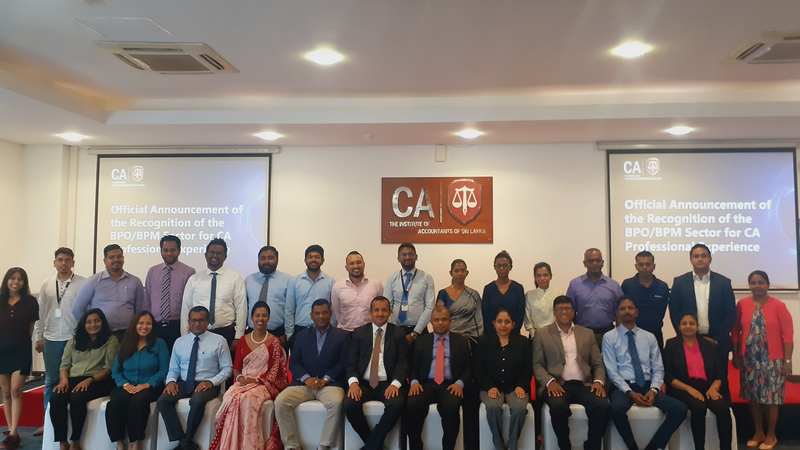 CA Sri Lanka officials with representatives of the BPO sector who came onboard to provide training for aspiring professional accountants