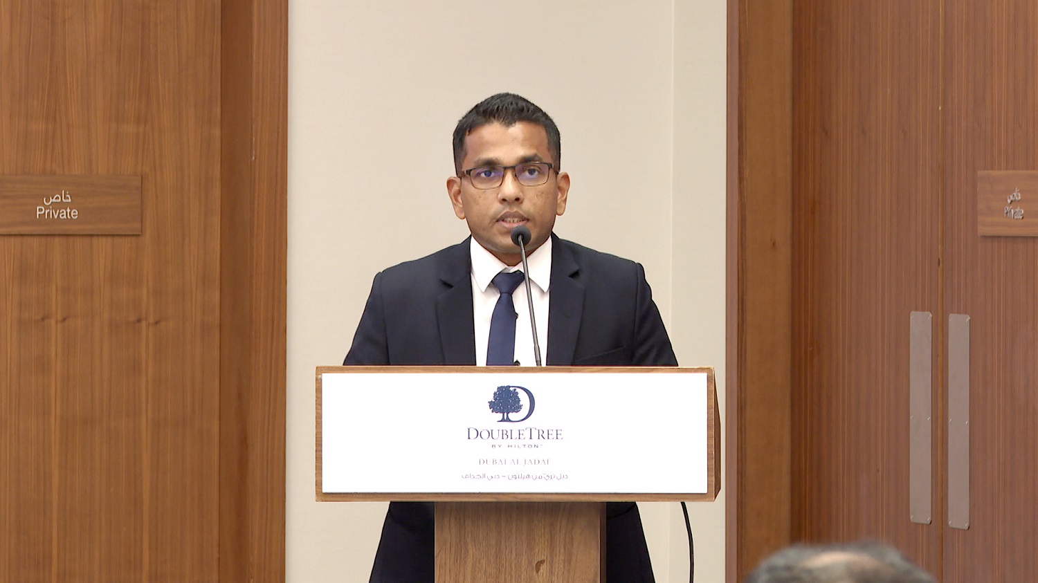 Mr. Sajeep Kalinga, President of the CA Sri Lanka UAE Chapter addressing the event.