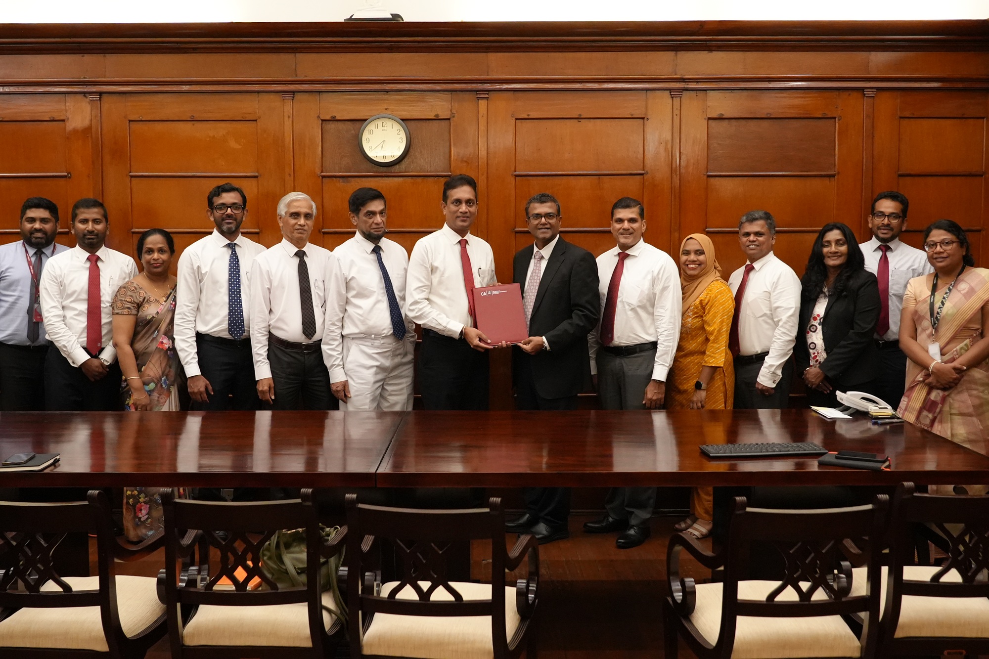 CA Sri Lanka President Mr. Heshana Kuruppu presenting the budget proposals to the Secretary to the Ministry of Finance Dr Harshana Suriyapperuma at the Ministry of Finance.